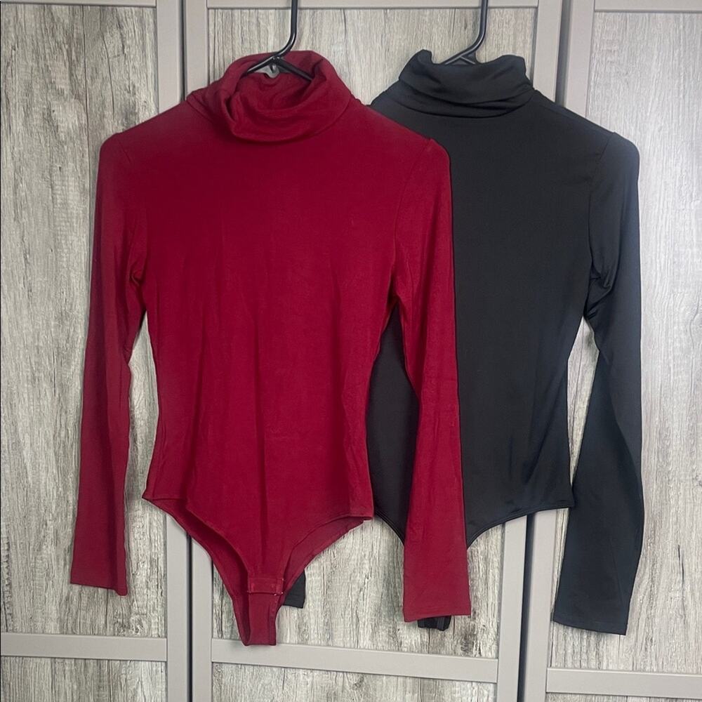 NWOT Bundle of Amazon turtleneck long sleeve bodysuits women's S